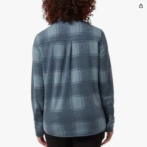 32 degrees heat ladies cozy knit button up long sleeves shirt-Medium-Goblin Blue - Picture 3 of 3